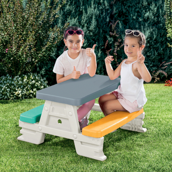 Mesa Picnic Dolu Cinza c/ Bancos p/ 4 Pessoas Autobrinca Online