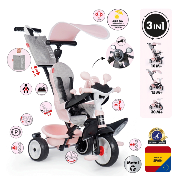 Triciclo Smoby Baby Driver Rosa Autobrinca Online
